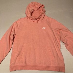 NIKE Heather Peach Pink Pullover Funnel Neck Hoodie Sweatshirt
